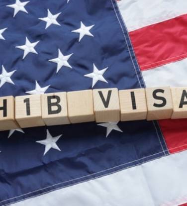 H1B visa is shown using a text and flag of USA